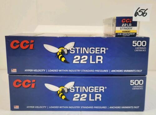 AMMO: 1000X CCI STINGER .22LR - 32GR