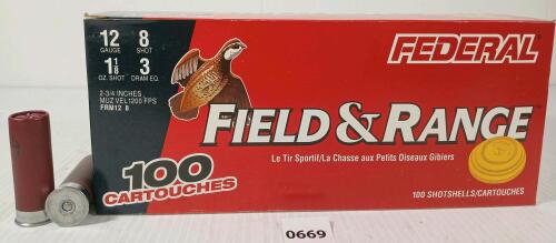 AMMO: 100X FEDERAL FIELD & RANGE 12GA - 2 3/4IN - #7 1/2 SHOT