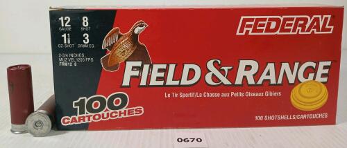 AMMO: 100X FEDERAL FIELD & RANGE 12GA - 2 3/4IN - #7 1/2 SHOT
