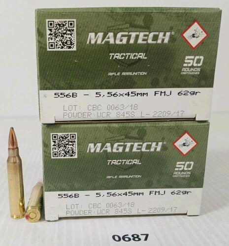 AMMO: 100X MAGTECH TACTICAL 5.56X45MM - 62GR - FMJ