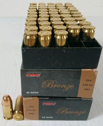 AMMO: 100X PMC BRONZE .45 AUTO - 230GR - FMJ