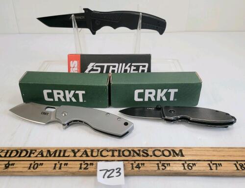 LOT OF 3 - CRKT & TRS FOLDING KNIVES