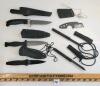 LOT OF 6 - ASSORTED FIXED BLADE KNIVES & SPIKES W/ SHEATHS