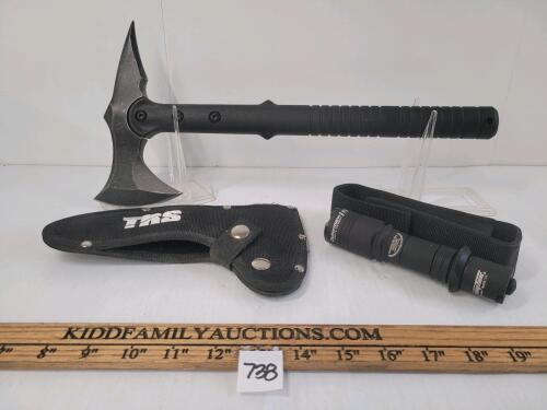 LOT OF 2 - TRS HATCHET & ARMYTEK FLASHLIGHT