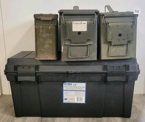 LOT OF 4 - AMMO CRATES & TOOL BOX