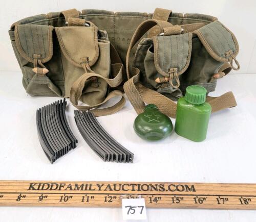 CHINESE 7.62X39MM BANODLIER W/ OIL BOTTLES & STRIPPER CLIPS
