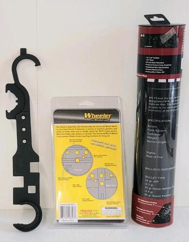 LOT OF 3 - TEKMAT AR-15 BENCH MAT, WHEELER UNIVERSAL BENCH BLOCK & FIREARM WRENCH
