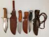 LOT OF 3 - REMINGTON & PAKISTAN KNIVED W/ LEATHER SHEATHS - 2
