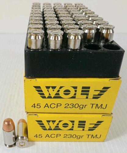 AMMO: 100X WOLF .45 ACP - 230GR - TMJ - RELOADS