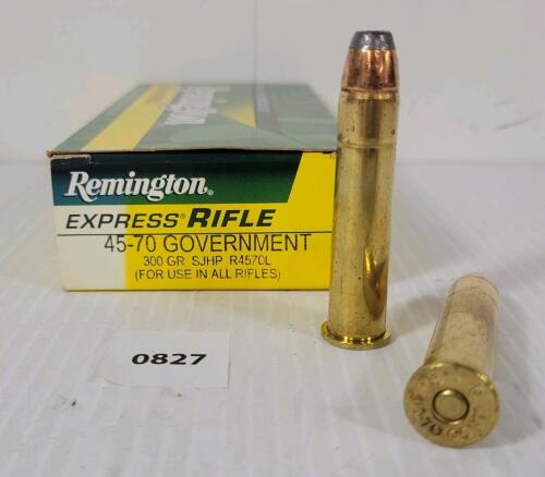 AMMO: 20X REMINGTON EXPRESS RIFLE .45-70 GOVT - 300GR - SJHP