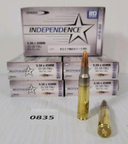 AMMO: 100X INDEPENDENCE 5.56X45MM - 55GR - FMJ
