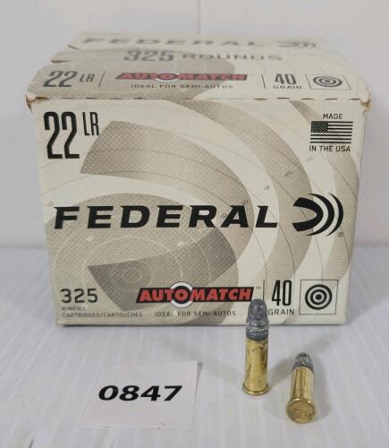 AMMO: 325X FEDERAL AUTOMATCH .22 LR - 40GR - SEALED