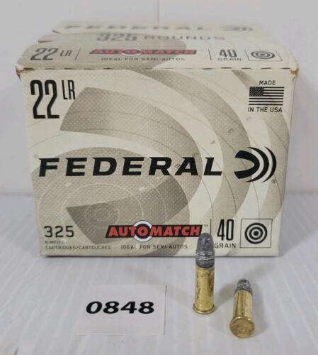 AMMO: 325X FEDERAL AUTOMATCH .22 LR - 40GR - SEALED