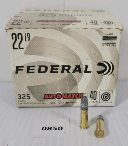 AMMO: 325X FEDERAL AUTOMATCH .22 LR - 40GR