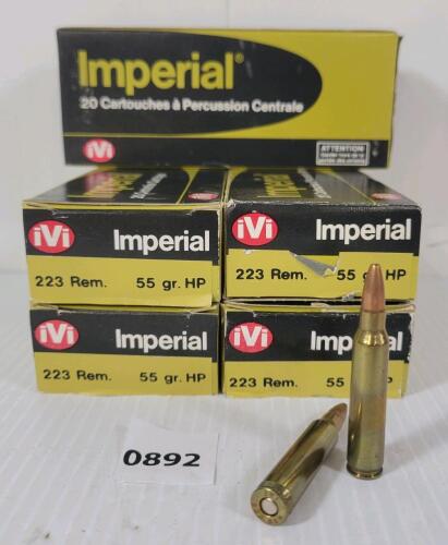 AMMO: 100X IMPERIAL .223 REM - 55GR - HP