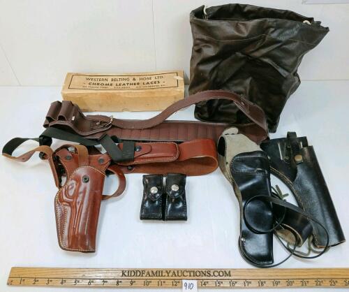 JOB LOT - MISC LEATHER STRAPS, SLINGS, BELTS, SHELL CARRIERS, ETC