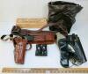 JOB LOT - MISC LEATHER STRAPS, SLINGS, BELTS, SHELL CARRIERS, ETC