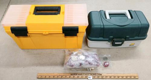 LOT OF 2 - TOOL & TACKLE BOXES W/ QTY OF TRIGGER LOCKS