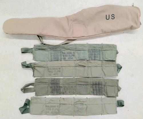 LOT OF 5 - U.S. CANVAS LONG GUN CASE & BANDOLIERS