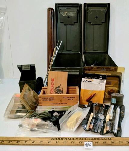 JOB LOT - AMMO CRATES, MINI CRATES, CLEANING ACCESSORIES, MSIC PARTS, ETC