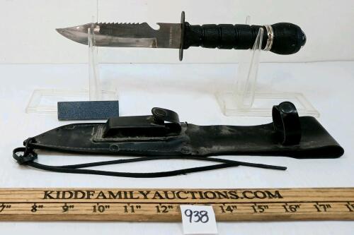 SURVIVAL KNIFE W/ LEATHER SHEATH