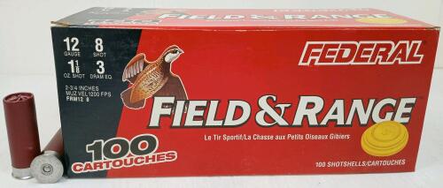 AMMO: 100X FEDERAL FIELD & RANGE 12GA - 2-3/4IN - NO. 7-1/2 SHOT