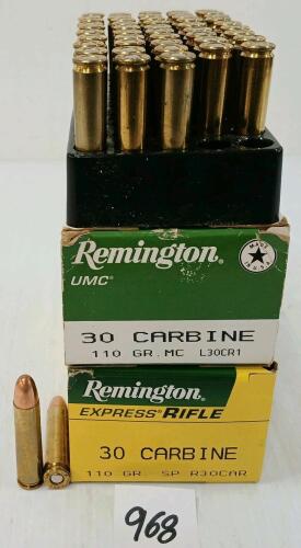 AMMO: 100X REMINGTON .30CARBINE - 110GR