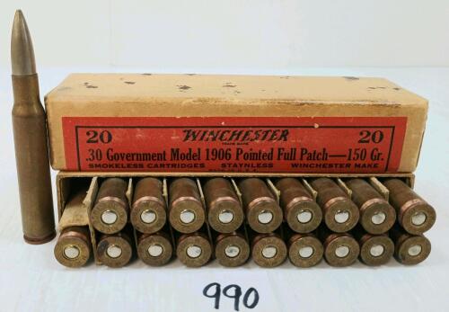 AMMO: 20X WINCHESTER .30GOV MODEL 1906 - 150GR