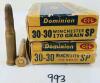 AMMO/BRASS: X DOMINION .30-30WIN - 170GR - SP