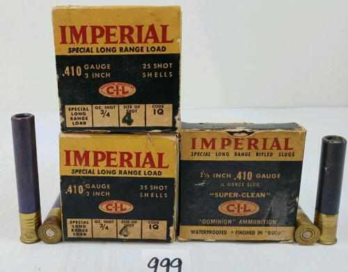 AMMO: 55X IMPERIAL 410GA - 2-1/2 & 3IN - NO. 4 & SLUG SHOT
