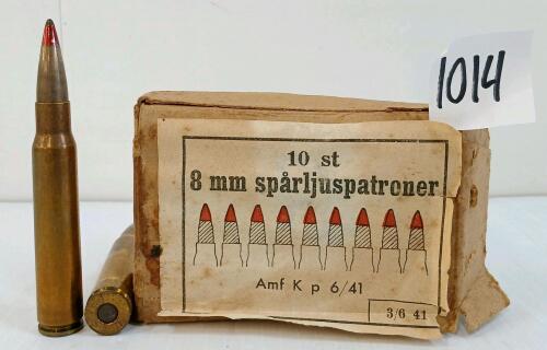 AMMO: 10X SWEDISH MILITARY 8MM TRACER