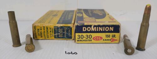 AMMO / BRASS: 14X CIL .30-30 WIN - 150GR - SABRETIP LIVE / 22X BRASS