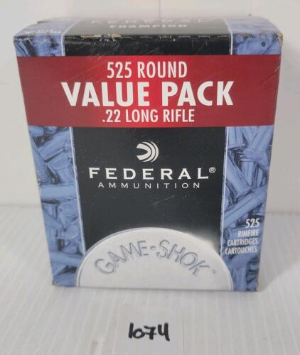 AMMO: 525X FEDERAL CHAMPION .22 LR - SEALED