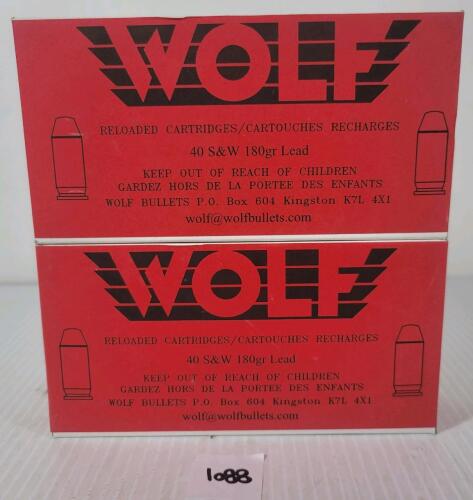 AMMO: 100X WOLF .40 S&W - 180GR - LEAD - RELOADS