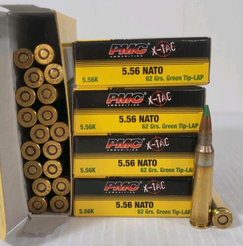 AMMO: 100X PMC X-TAC 5.56 NATO - 62GR - GREEN TIP LAP