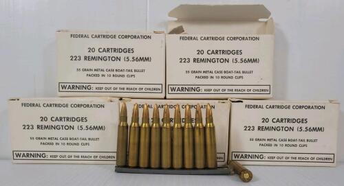 AMMO: 100X FEDERAL .223 REM - 55GR - BT